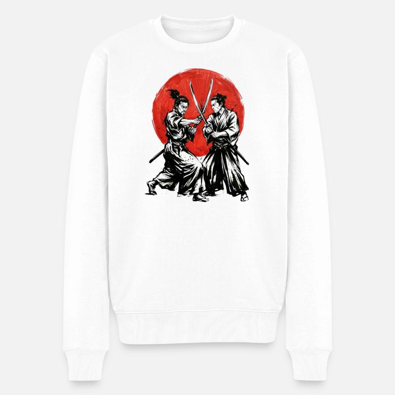 Duels de samouraïs au cercle rouge - Pull Premium bio Homme - blanc