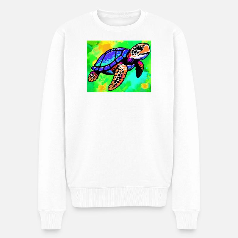 Schildkröte - Männer Premium Bio Pullover - Weiß