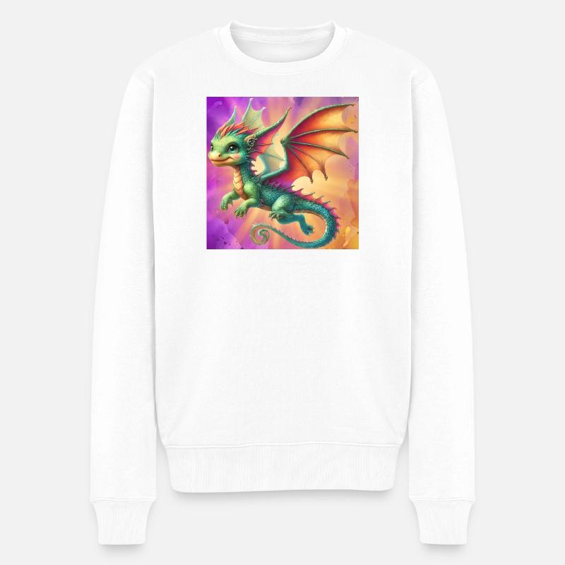 Drache - Männer Premium Bio Pullover - Weiß