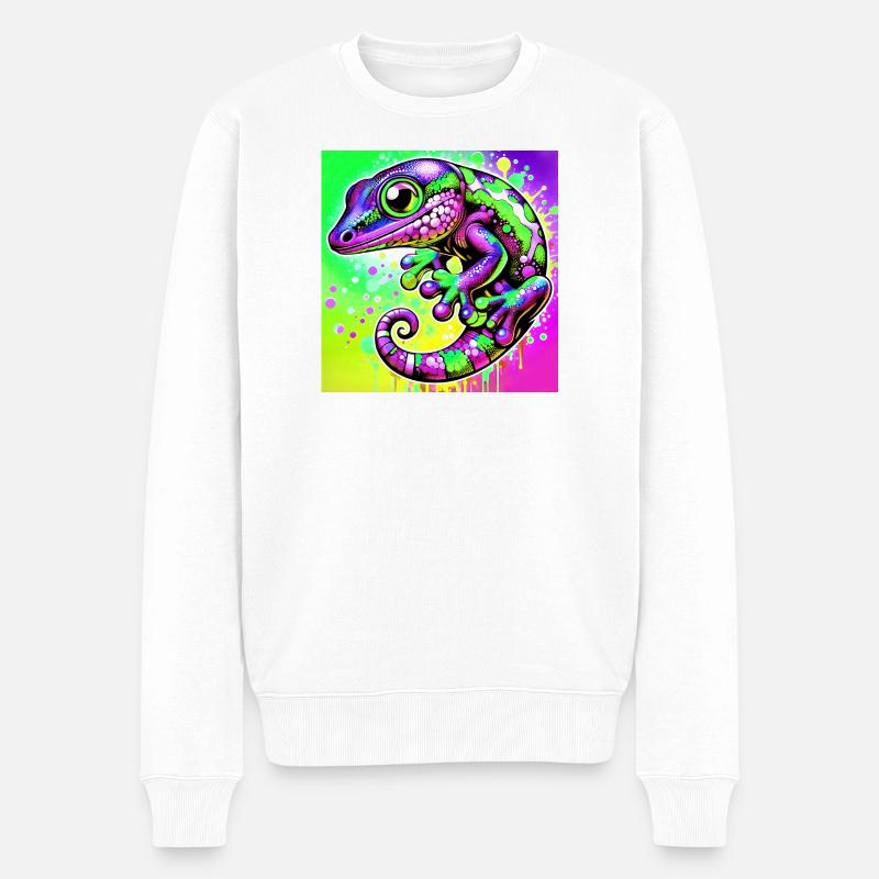 Gecko - Männer Premium Bio Pullover - Weiß