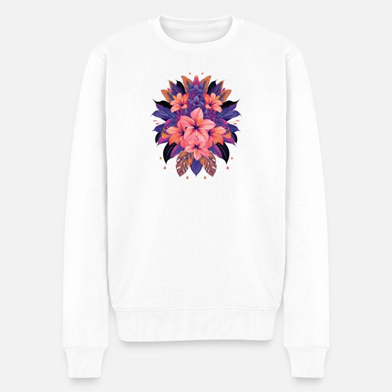 Tropische Blütenpracht - Männer Premium Bio Pullover - Weiß