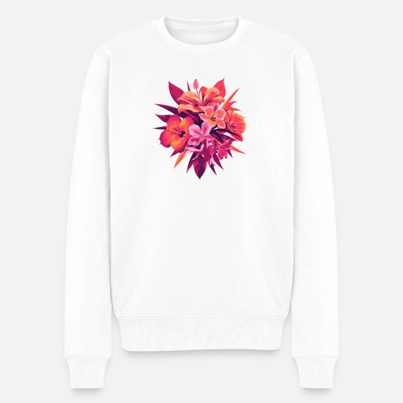 Fleurs tropicales - Pull Premium bio Homme - blanc