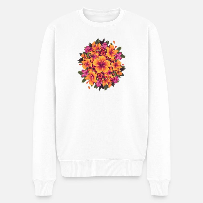 Cercle tropical d’hibiscus - Pull Premium bio Homme - blanc