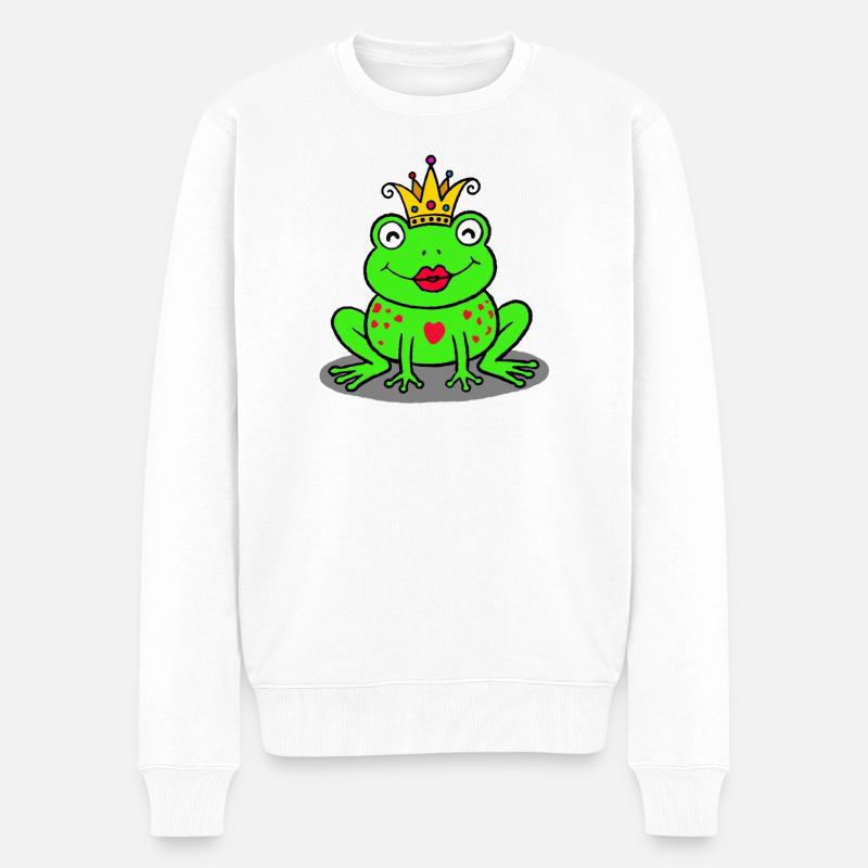 Königlicher Frosch mit Herz - Männer Premium Bio Pullover - Weiß