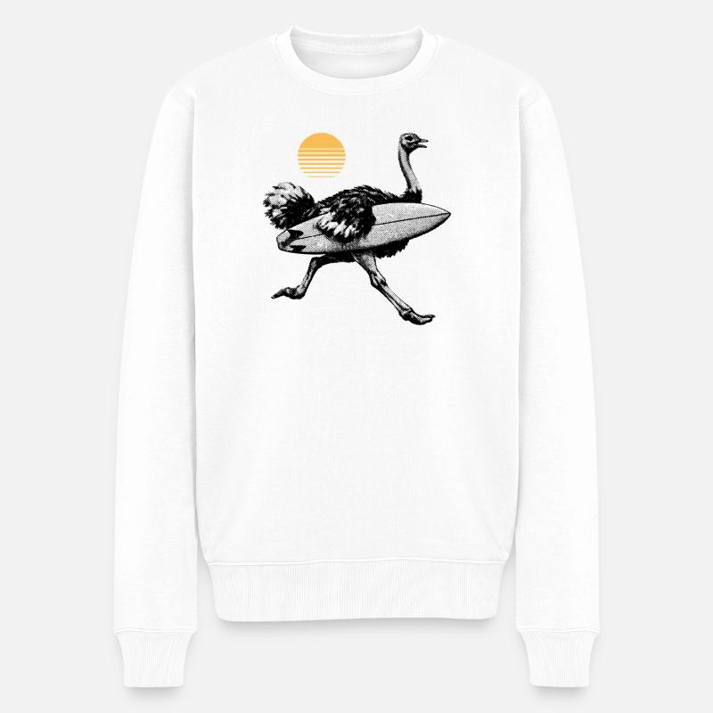 Autruche avec planche de surf - Pull Premium bio Homme - blanc
