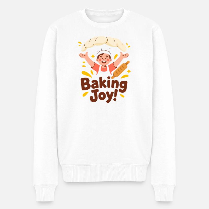 Baking Joy Cartoon-Koch - Männer Premium Bio Pullover - Weiß