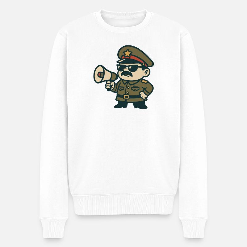 Retro Sergeant Megaphone - Men's Premium Organic Jumper - white