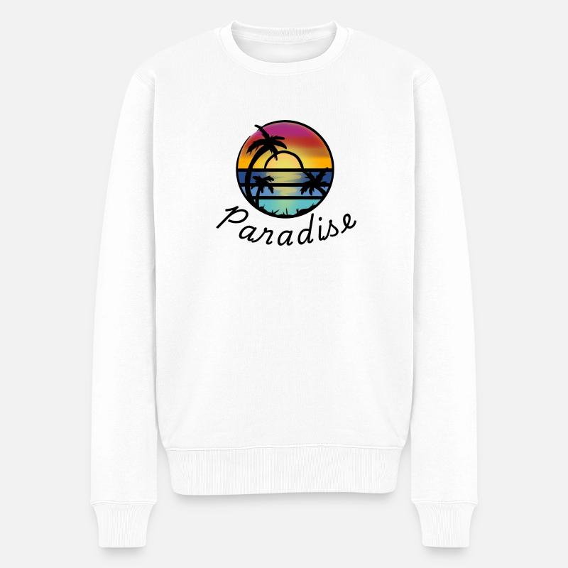 Cercle de palmiers du coucher de soleil - Pull Premium bio Homme - blanc