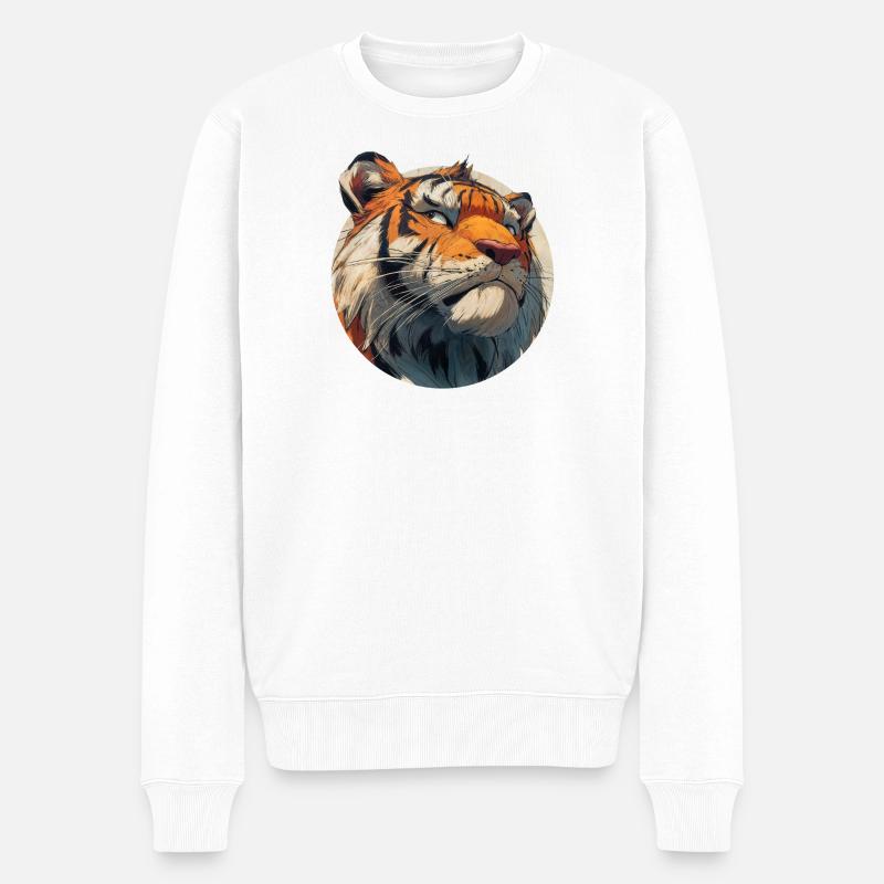 Niedlicher Tiger - Männer Premium Bio Pullover - Weiß