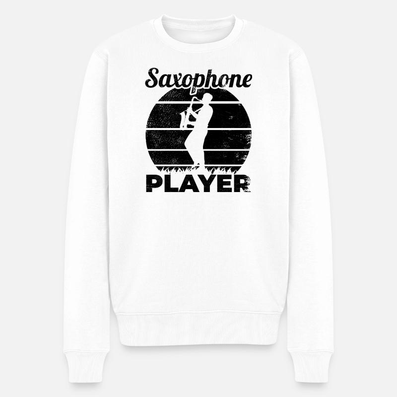 Saxophonist - Männer Premium Bio Pullover - Weiß