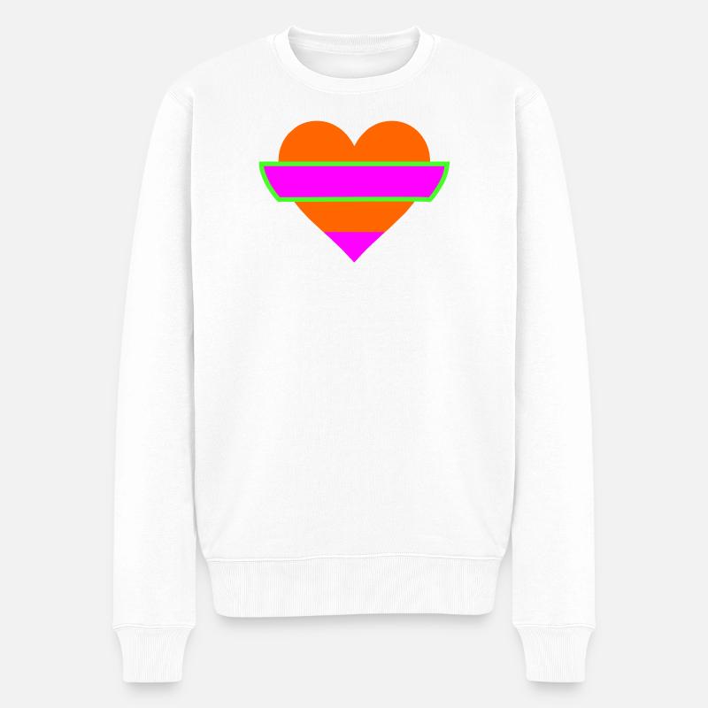 Neon Herz mit Pink und geometrischer Abstufung. - Männer Premium Bio Pullover - Weiß