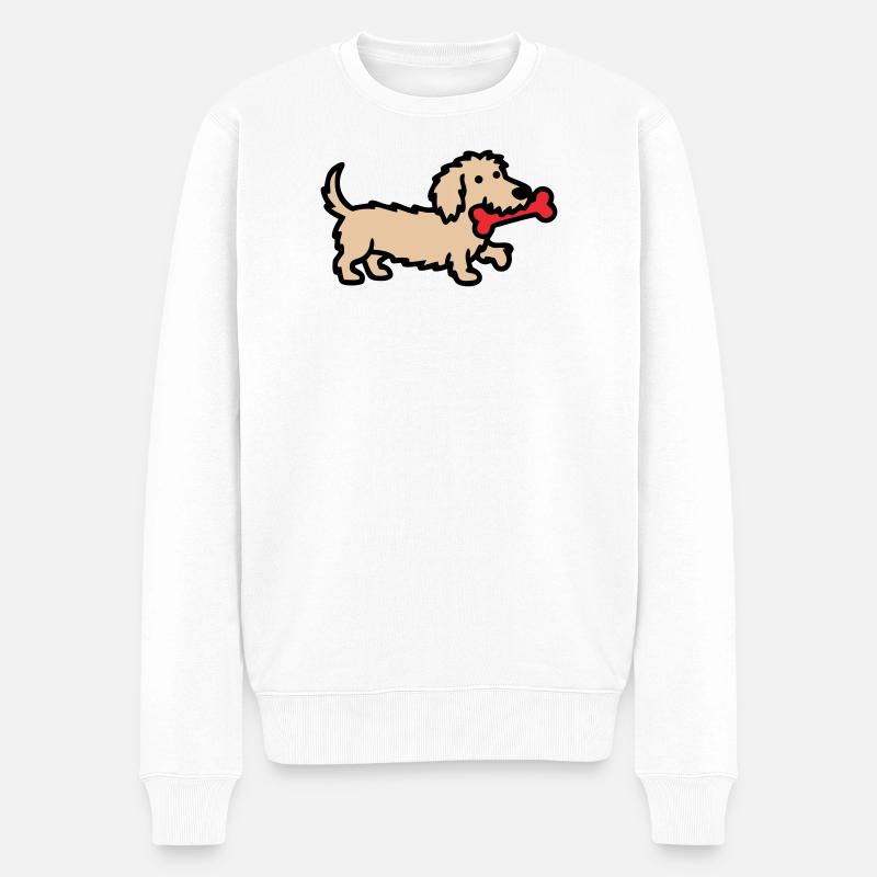 Dessin dessiné Terrier Doodle Bone - Pull Premium bio Homme - blanc