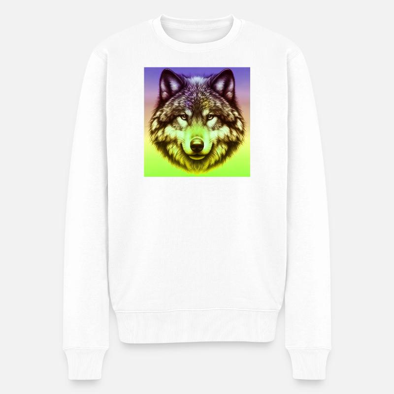 Wolf - Männer Premium Bio Pullover - Weiß