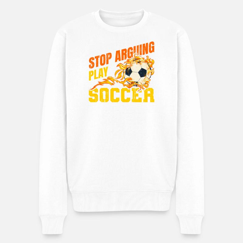 Fußball Witziger Spruch - Männer Premium Bio Pullover - Weiß