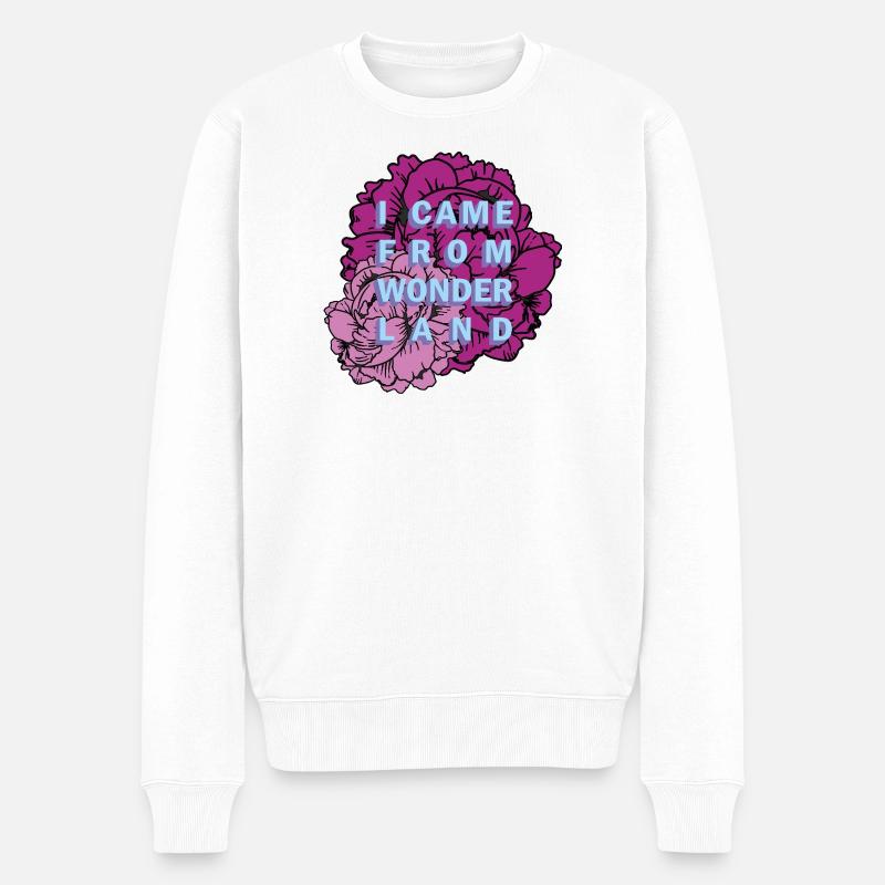 Wunderland Blumen Motiv - Männer Premium Bio Pullover - Weiß