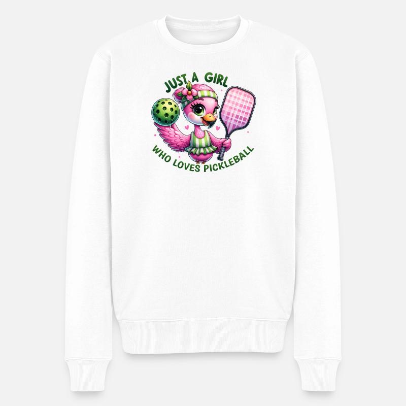 Mädchen liebt Pickleball - Männer Premium Bio Pullover - Weiß