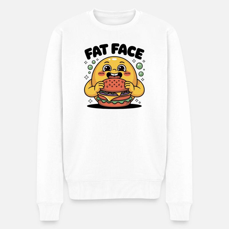 Gesicht dem lustigen Burger-Helden - Männer Premium Bio Pullover - Weiß