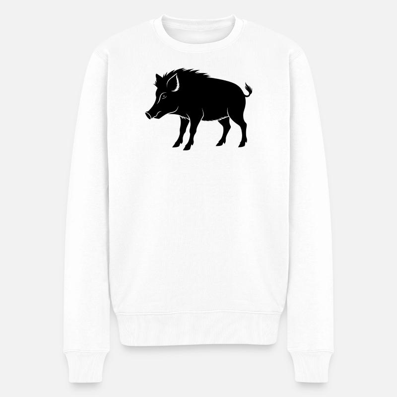 Wildschwein - Männer Premium Bio Pullover - Weiß