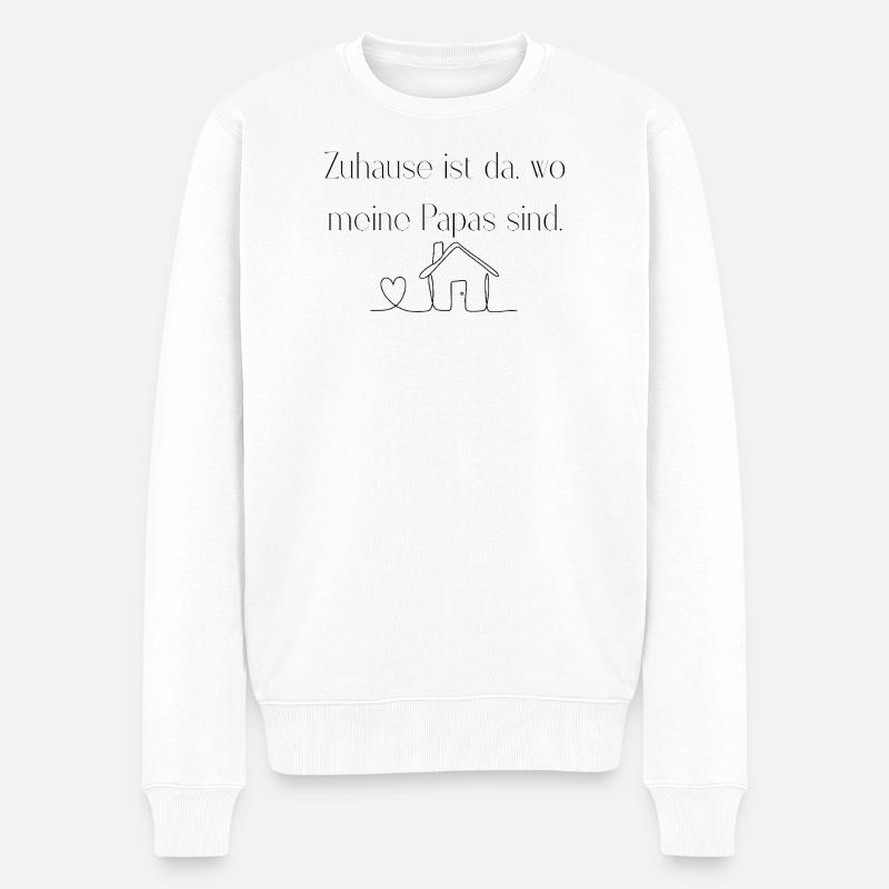 Zuhause ist da, wo meine Papas sind - Männer Premium Bio Pullover - Weiß