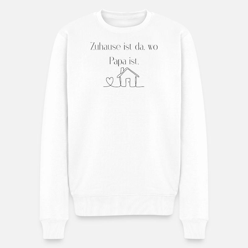 Zuhause ist da, wo Papa ist - Männer Premium Bio Pullover - Weiß