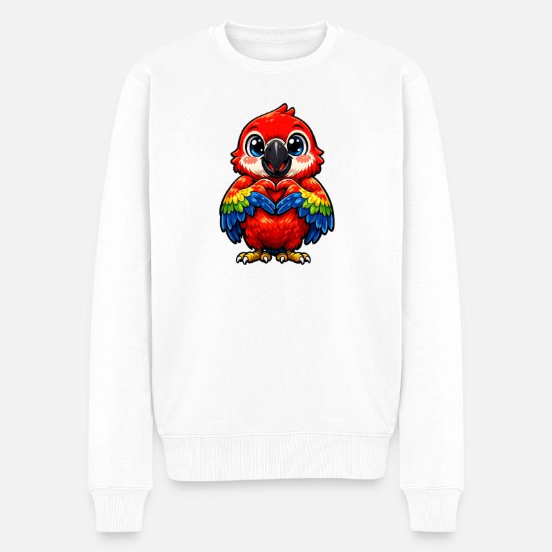 Herzregenbogen Papagei - Männer Premium Bio Pullover - Weiß