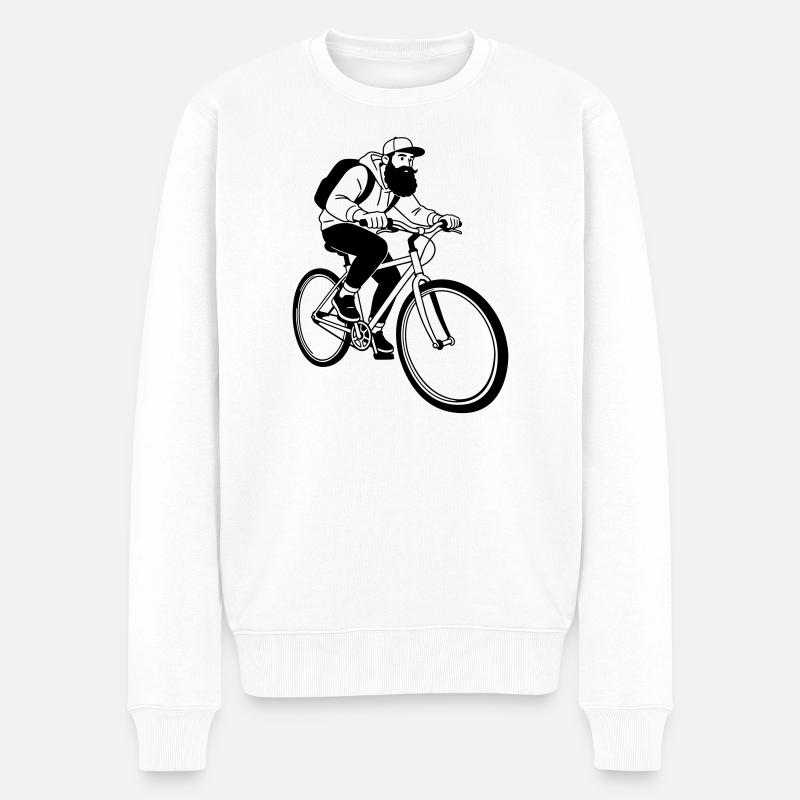 Fahrrad-Hipster - Männer Premium Bio Pullover - Weiß