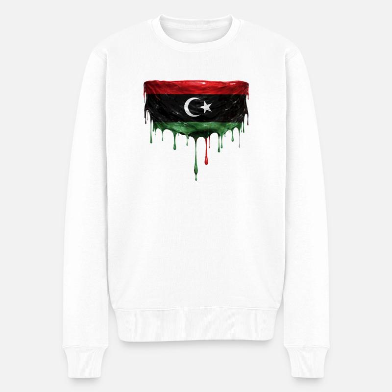 Libyen Flag Tropfen Design - Männer Premium Bio Pullover - Weiß
