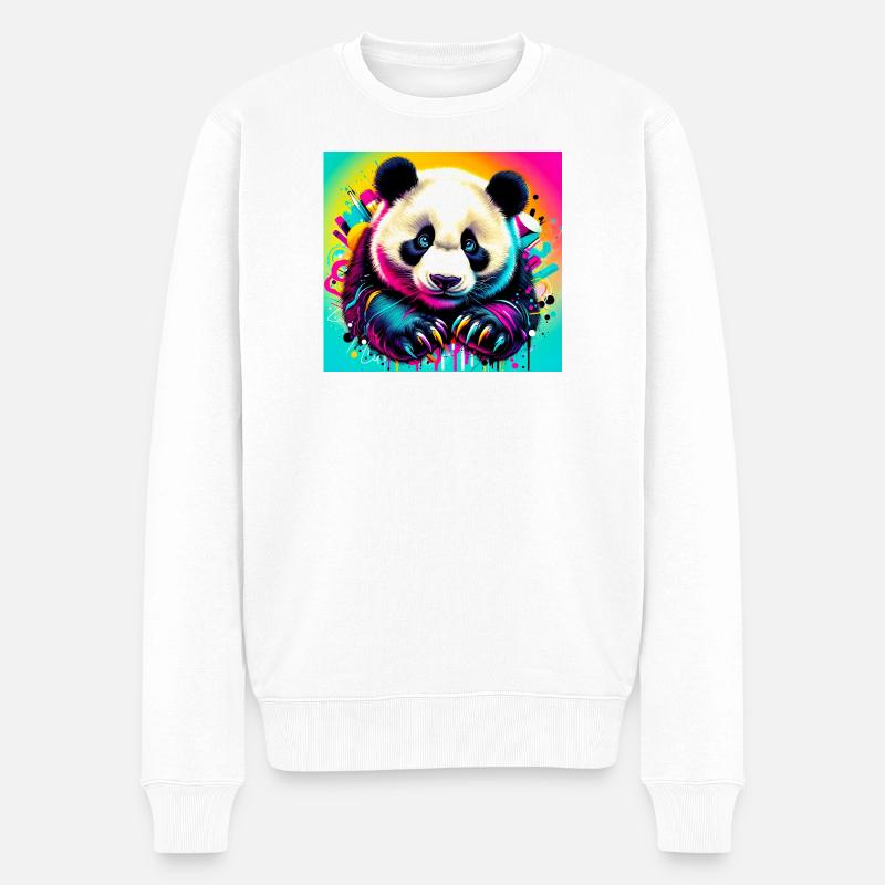 Panda - Männer Premium Bio Pullover - Weiß