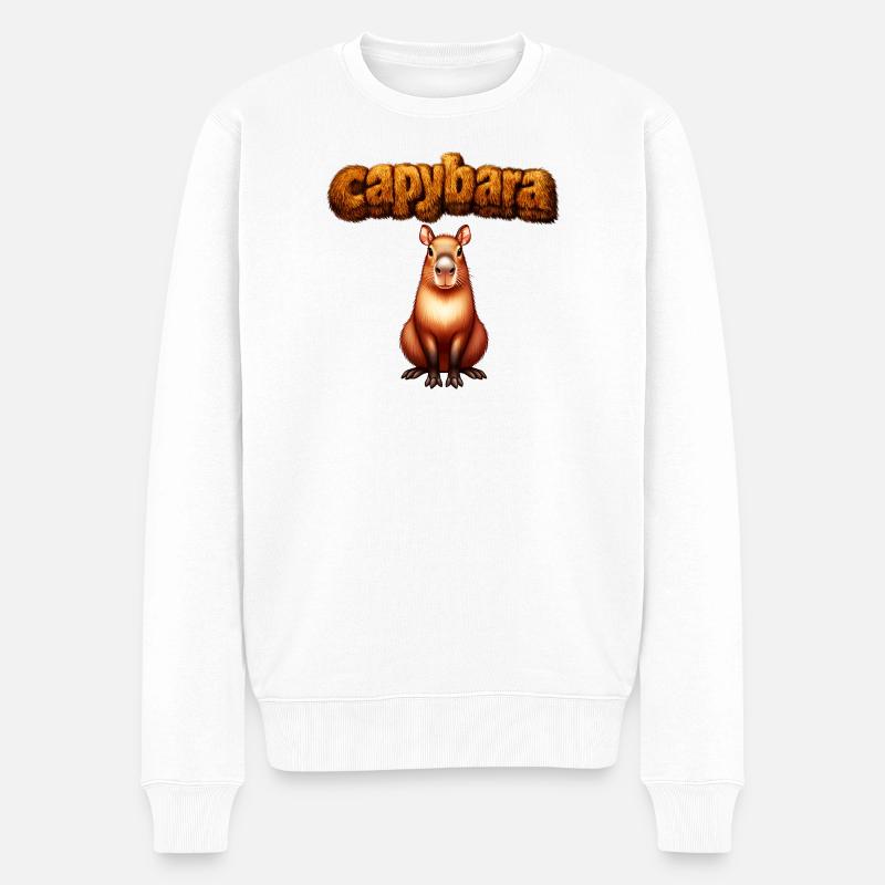 Haarige Kapybara-Kunst - Männer Premium Bio Pullover - Weiß