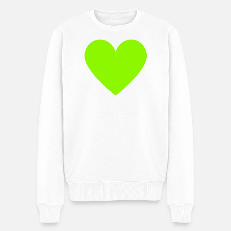 Vert Cœur Néon Rétro - Pull Premium bio Homme - blanc