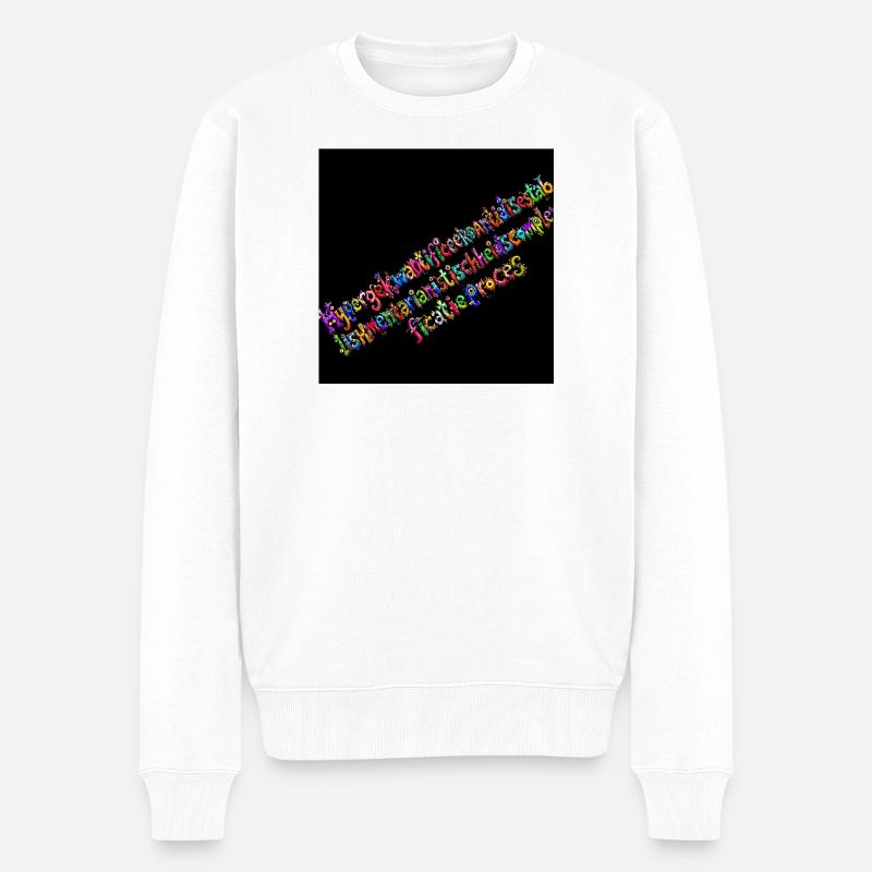 Regenbogentypografie auf schwarzem Hintergrund - Männer Premium Bio Pullover - Weiß