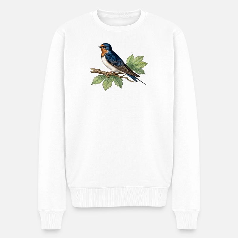 Hirondell auf laurigem Ast - Männer Premium Bio Pullover - Weiß