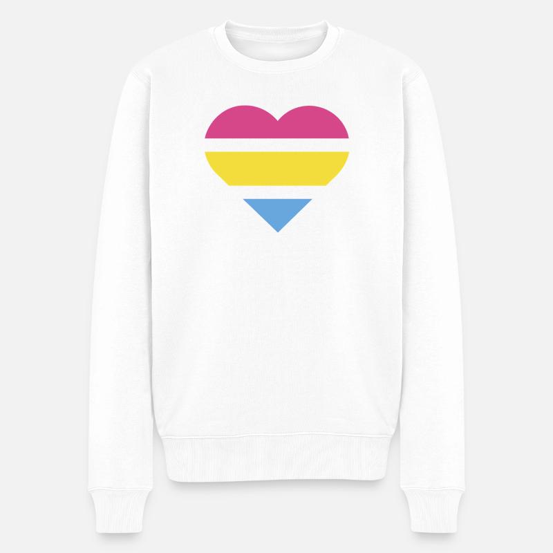 Pride Flag Heart · Pansexual - Männer Premium Bio Pullover - Weiß