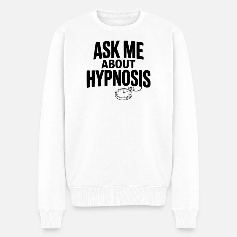 Frag mich nach Hypnose - Männer Premium Bio Pullover - Weiß