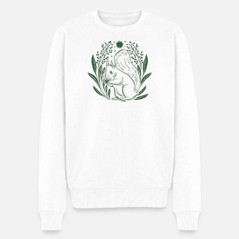 Eichhörnchen im Blattkranz - Männer Premium Bio Pullover - Weiß