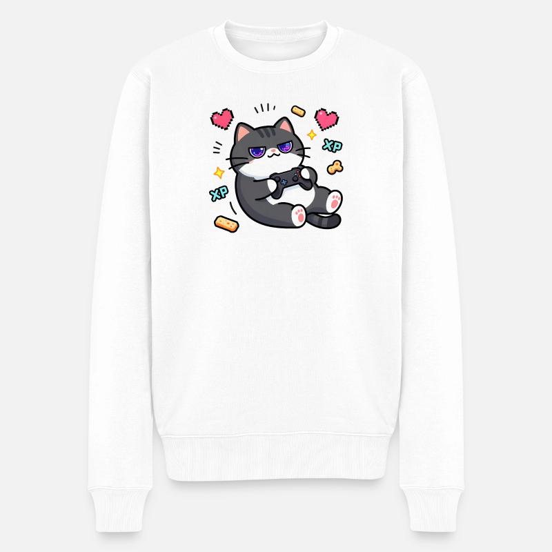 Chat Gamer Konsole Retro - Männer Premium Bio Pullover - Weiß