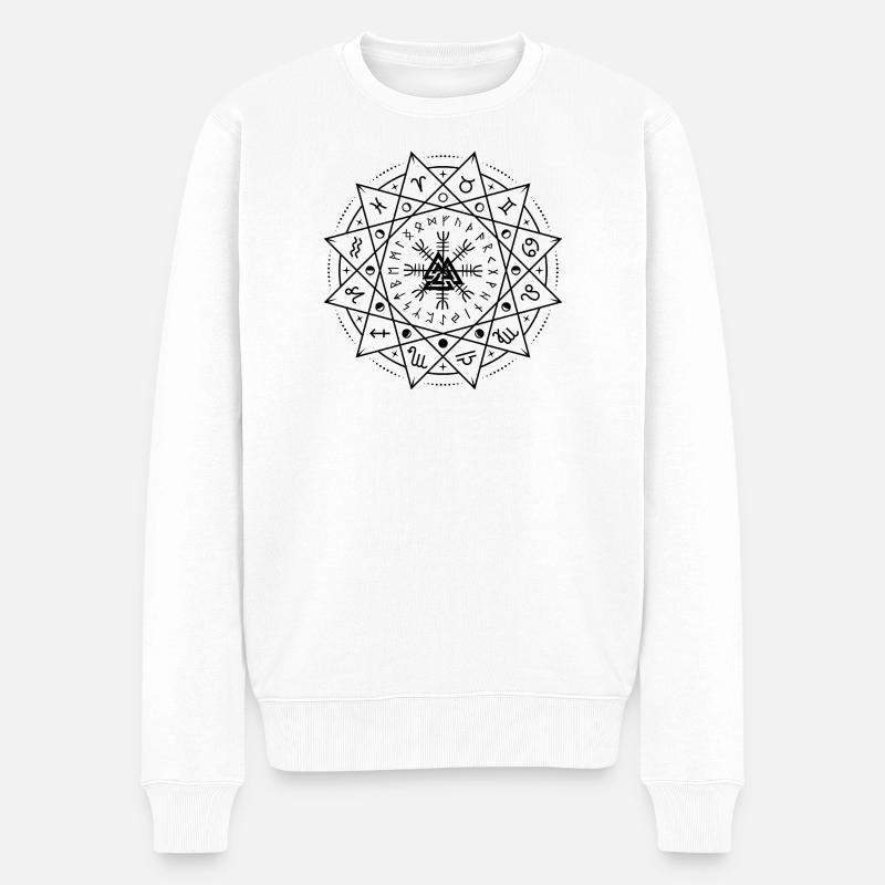Geometrisches Bergmandala - Männer Premium Bio Pullover - Weiß