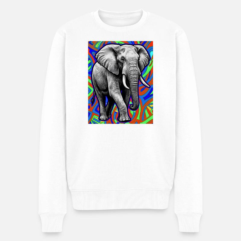 Elefant - Männer Premium Bio Pullover - Weiß