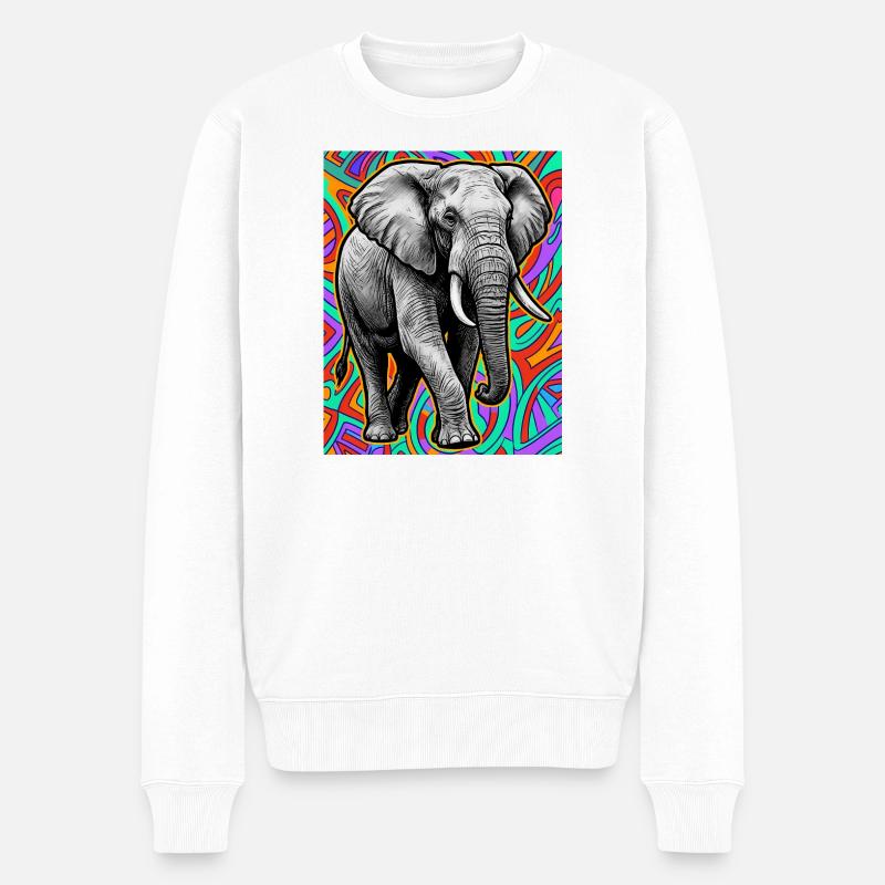Elefant - Männer Premium Bio Pullover - Weiß