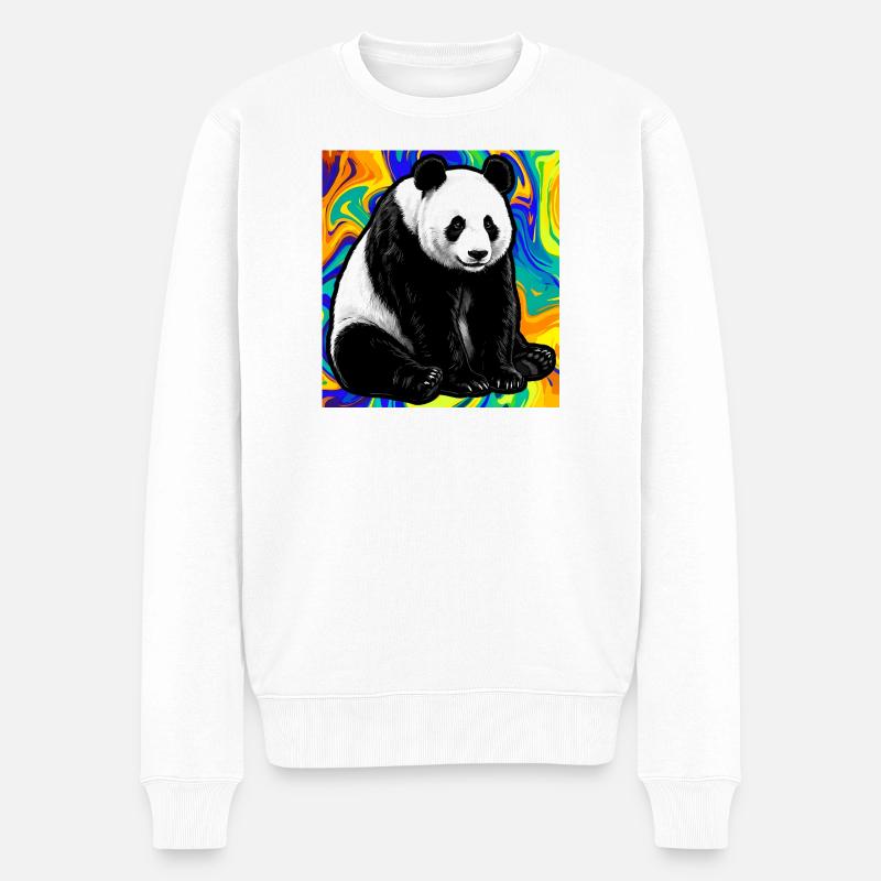 Panda - Männer Premium Bio Pullover - Weiß