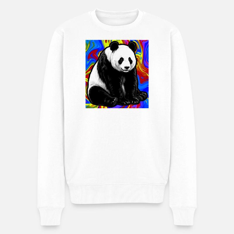 Panda - Männer Premium Bio Pullover - Weiß