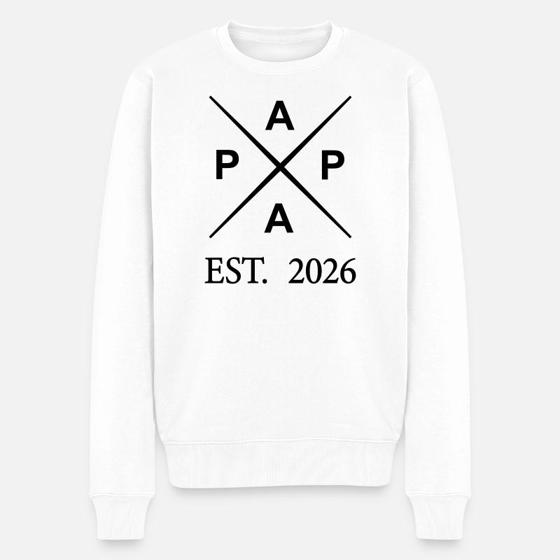 papa_est_2026- - Pull Premium bio Homme - blanc