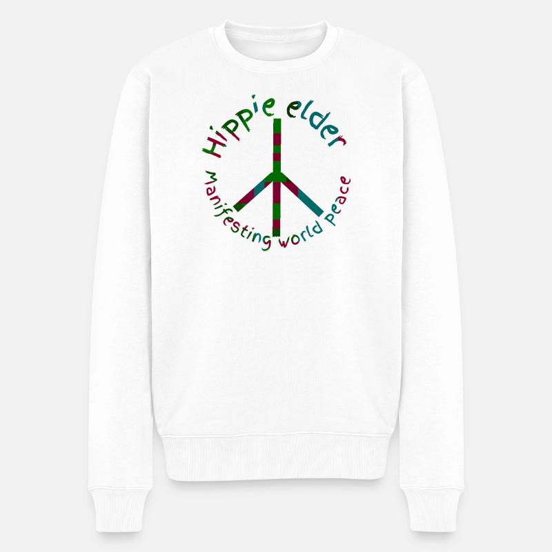 Hippies-Frieden - Männer Premium Bio Pullover - Weiß