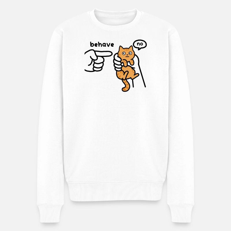Kleine Katze in großen Händen – frech süß - Männer Premium Bio Pullover - Weiß