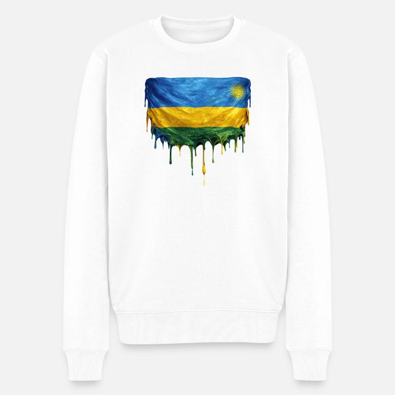 Art de chute : drapeau rwandais - Pull Premium bio Homme - blanc