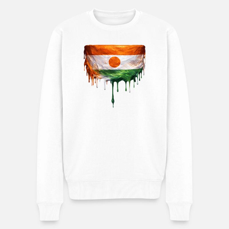 Niger Flag Tropfenkunst - Männer Premium Bio Pullover - Weiß