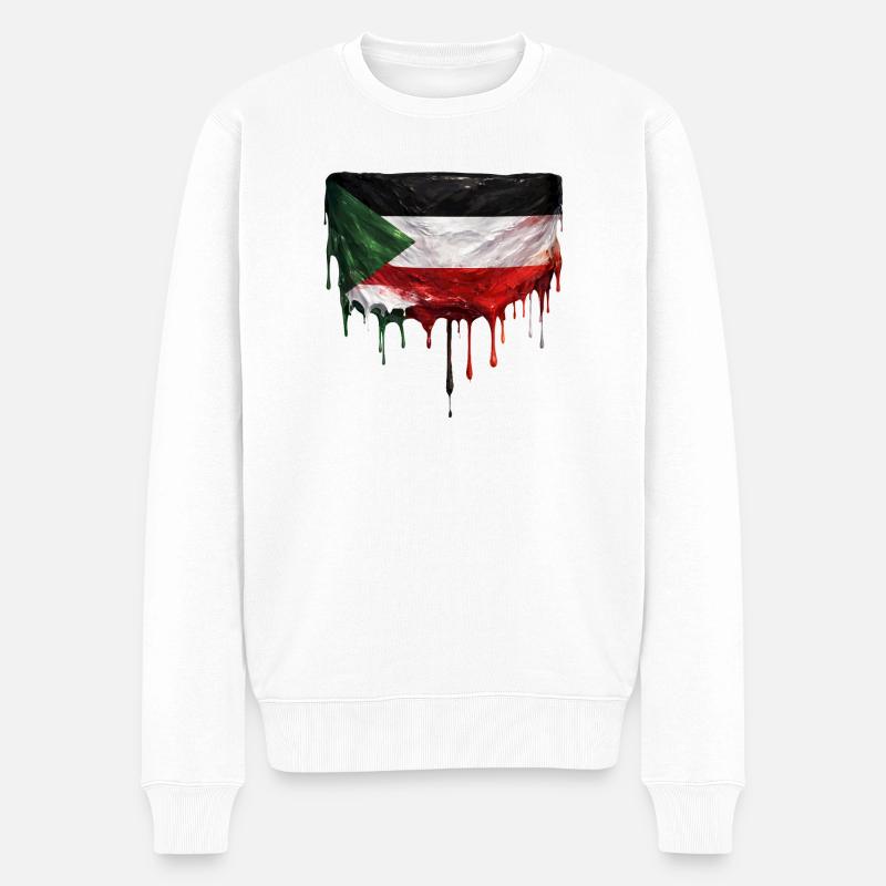 Sudan Flagge Tropfenkunst - Männer Premium Bio Pullover - Weiß