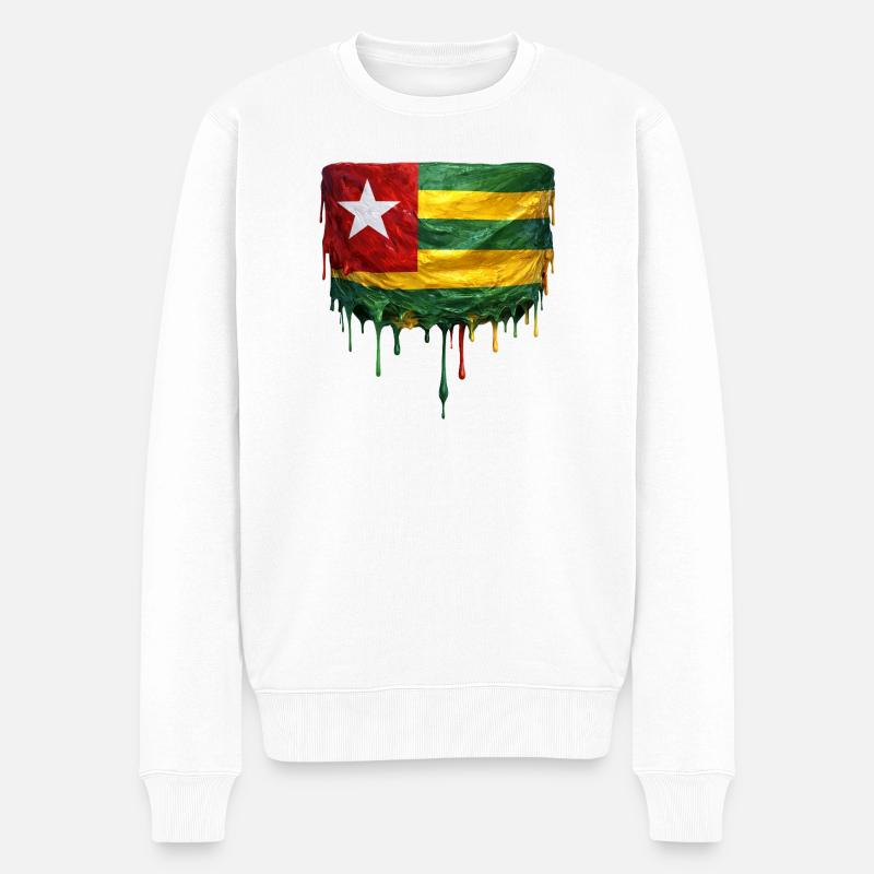 Togo Flagge Tropfenkunst - Männer Premium Bio Pullover - Weiß