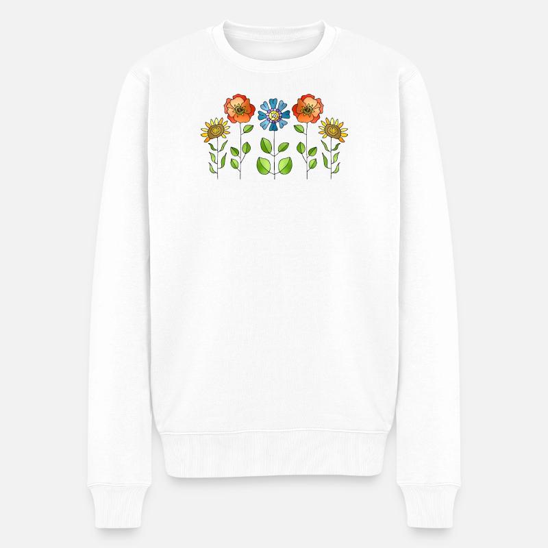 Blumen - Männer Premium Bio Pullover - Weiß