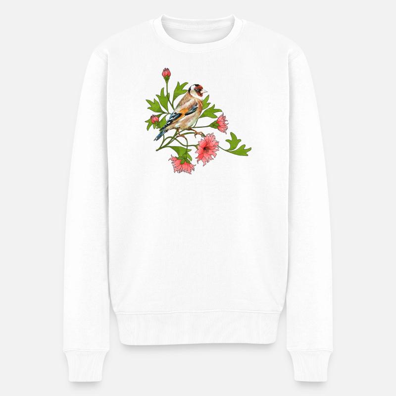 Bunter Vogel - Männer Premium Bio Pullover - Weiß